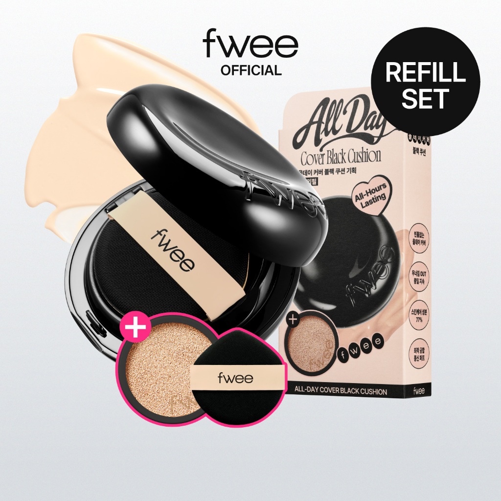 [fwee] [Refill Set] fwee All-Day Cover Black Cushion (+Refill 13g / Puff 1ea)