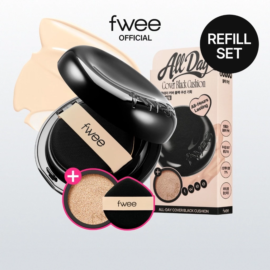 [fwee] [Refill Set] fwee All-Day Cover Black Cushion (+Refill 13g / Puff 1ea)