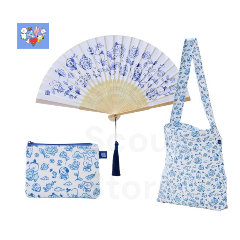 [OFFICIAL] BTS BT21 K-Hangari Korean Heritage Fan Tote Bag Pouch