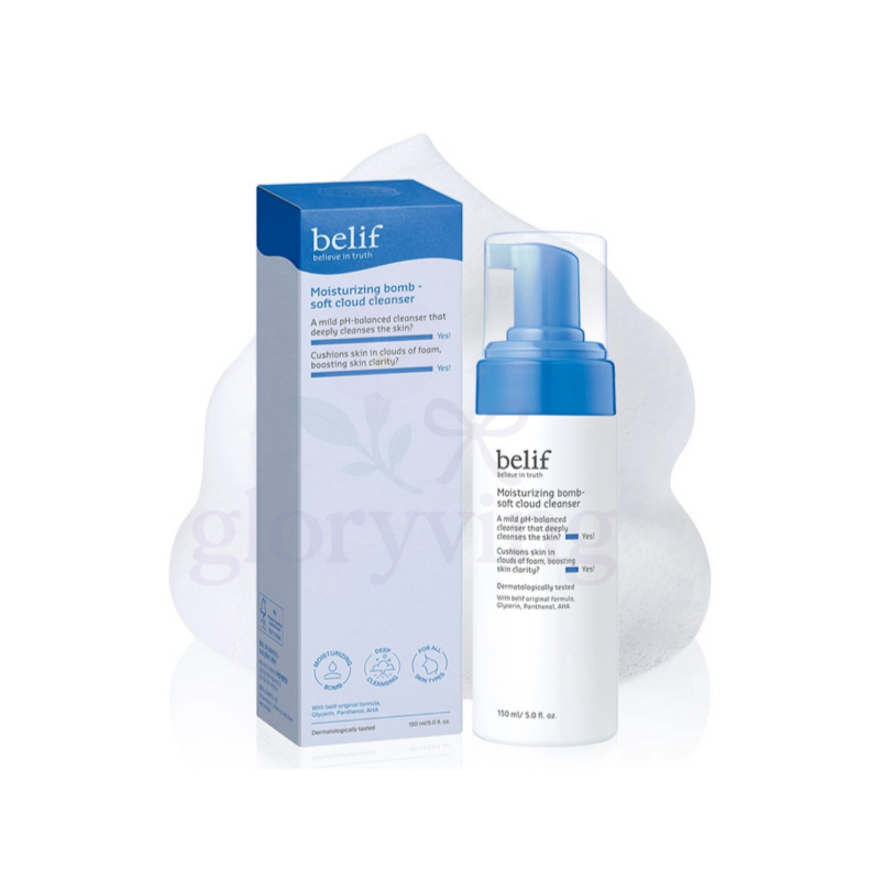 Belif Moisturizing Bomb Soft Cloud Cleanser Milk 150ml - ผสมสูตรดั้งเดิมของ Belif, กลีเซอรีน, Panthe