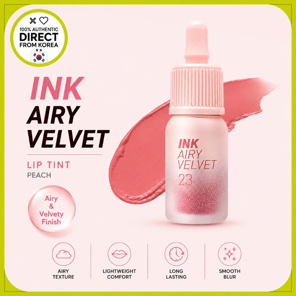 Peripera Ink Airy Velvet Lip Tint, No. 23 Star Peach, 1pc / Korean Lip Tint / Velvet Finish