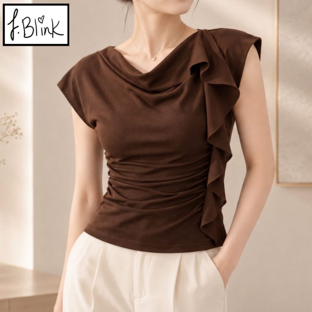 [SG ][JBlink] [ไซส์ M-3XL] เสื้อสีน้ําตาลยืดและสบาย พร้อม (Item Code: JT006)