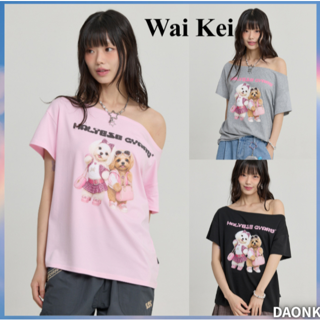 [ WAIKEI ] เสื้อยืดเปิดไหล่ Maltes Gyaru 3Color korea แท้ 100%