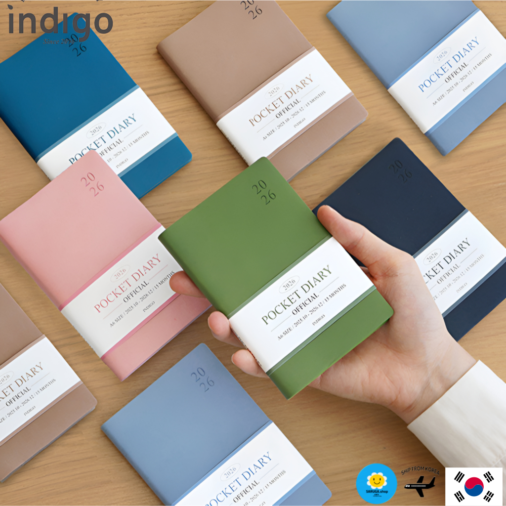 [INDIGO] A6 Pocket Diary 2025-2026 Dated Monthly Planner, Mini Notebook 6 สี