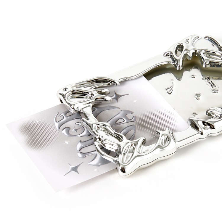 ARTBOX Y3K Photocard Holder, Metal Future Style Card Case With Ball Chain 8x10cm