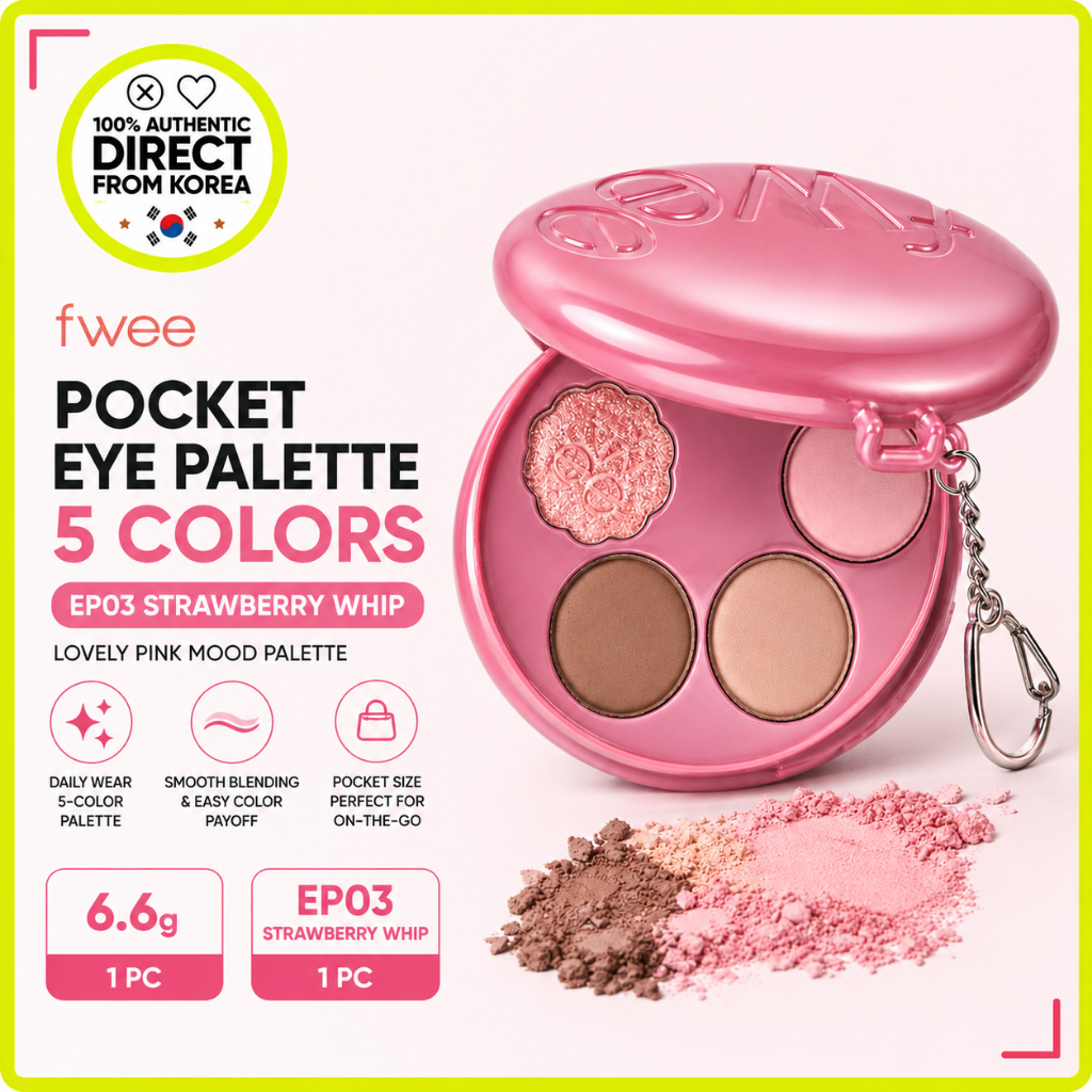 FWEE Pocket Eye Palette 5 สี 6.6g / EP03 Strawberry Whip / Soft Pink Eyeshadow / แต่งหน้าเกาหลี