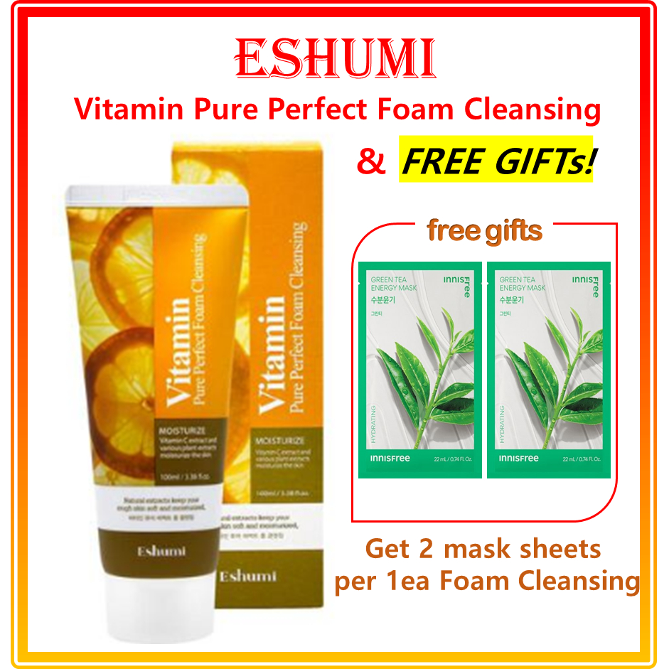 Eshumi คลีนซิ่งโฟม วิตามิน บริสุทธิ์ สมบูรณ์แบบ (Free gift★ innisfree Energy Mask X 2EA) / Eshumi Vi