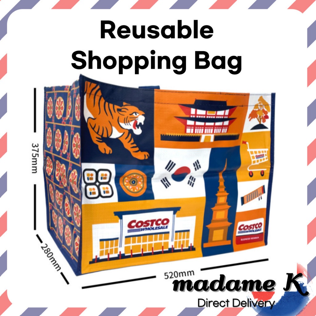 Costco Korea Edition กระเป๋าช้อปปิ้งนํากลับมาใช้ใหม่ 520375280mm