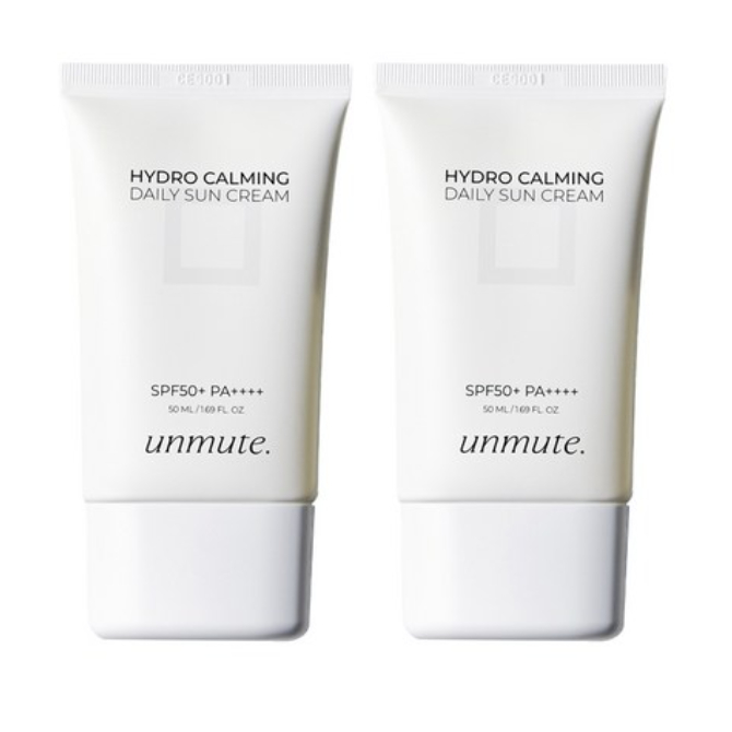 [Unmute] Hydro Calming Daily Sun Cream SPF50+ PA++++ (50ml  2)  Non-Sticky Hyaluronic Moisture Sunsc