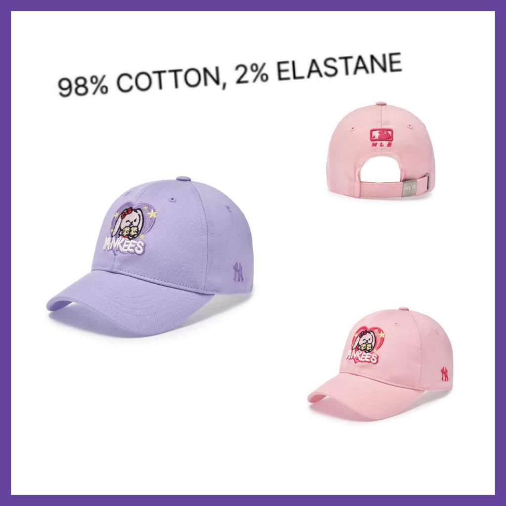 [ML2] 7FCPC136N Mega Bear Friends Girls Heart Ball Cap NY Yankees Kids Cap