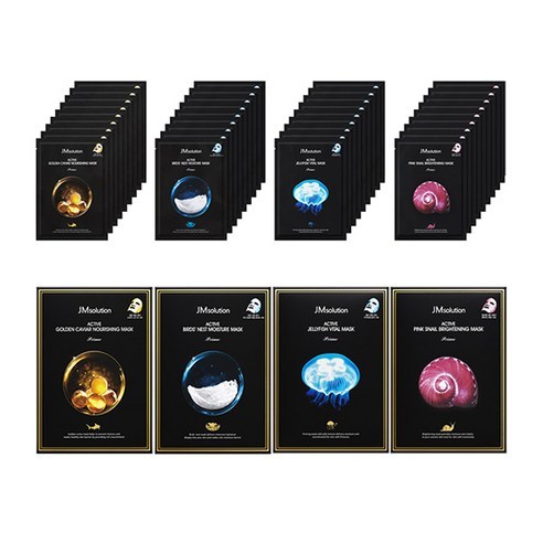 [JM Solution] Active Solution Mask Pack 1 ชุด 4 x 10 แผ่น Korea Face Mask (Golden Caviar 10P + Birds