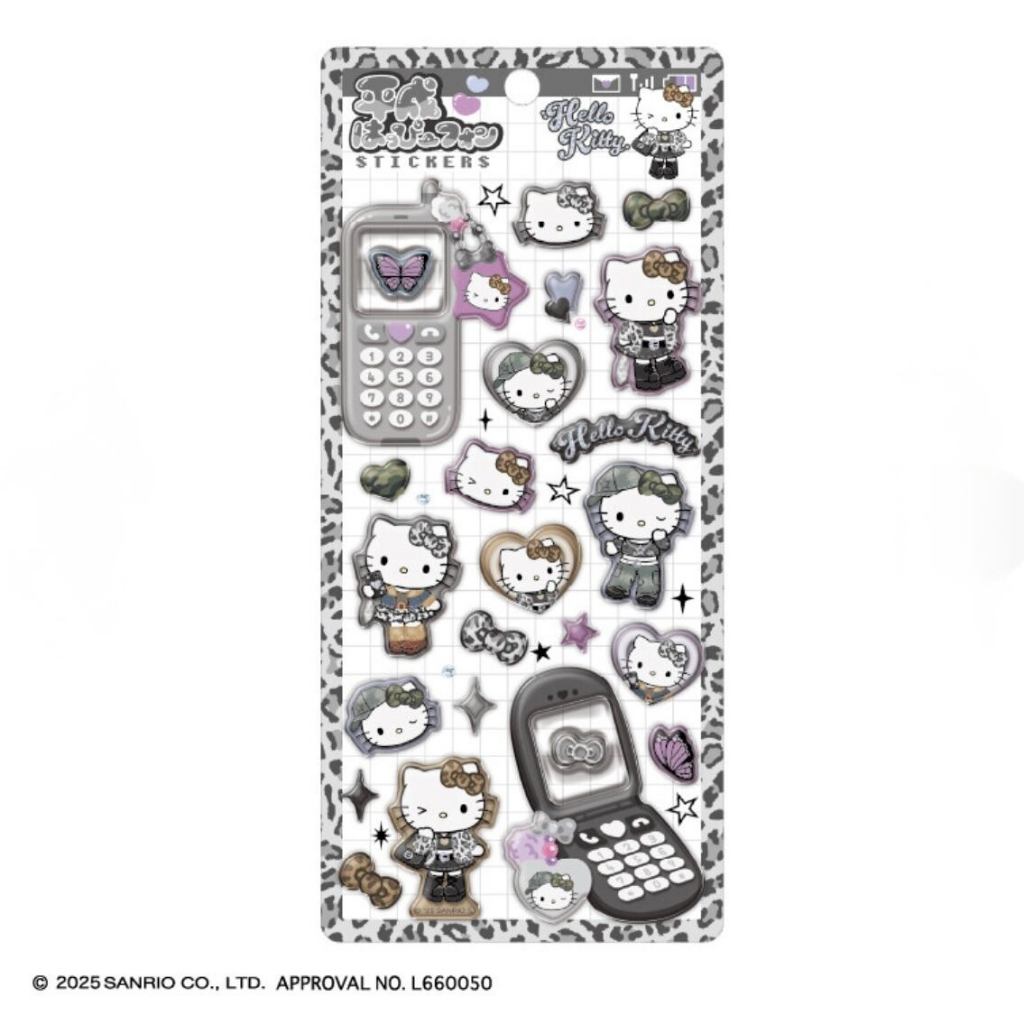 สต็อกพร้อม | Hello Kitty Grunge Gyaru Heisei Happy Phone Stickers สีดํา
