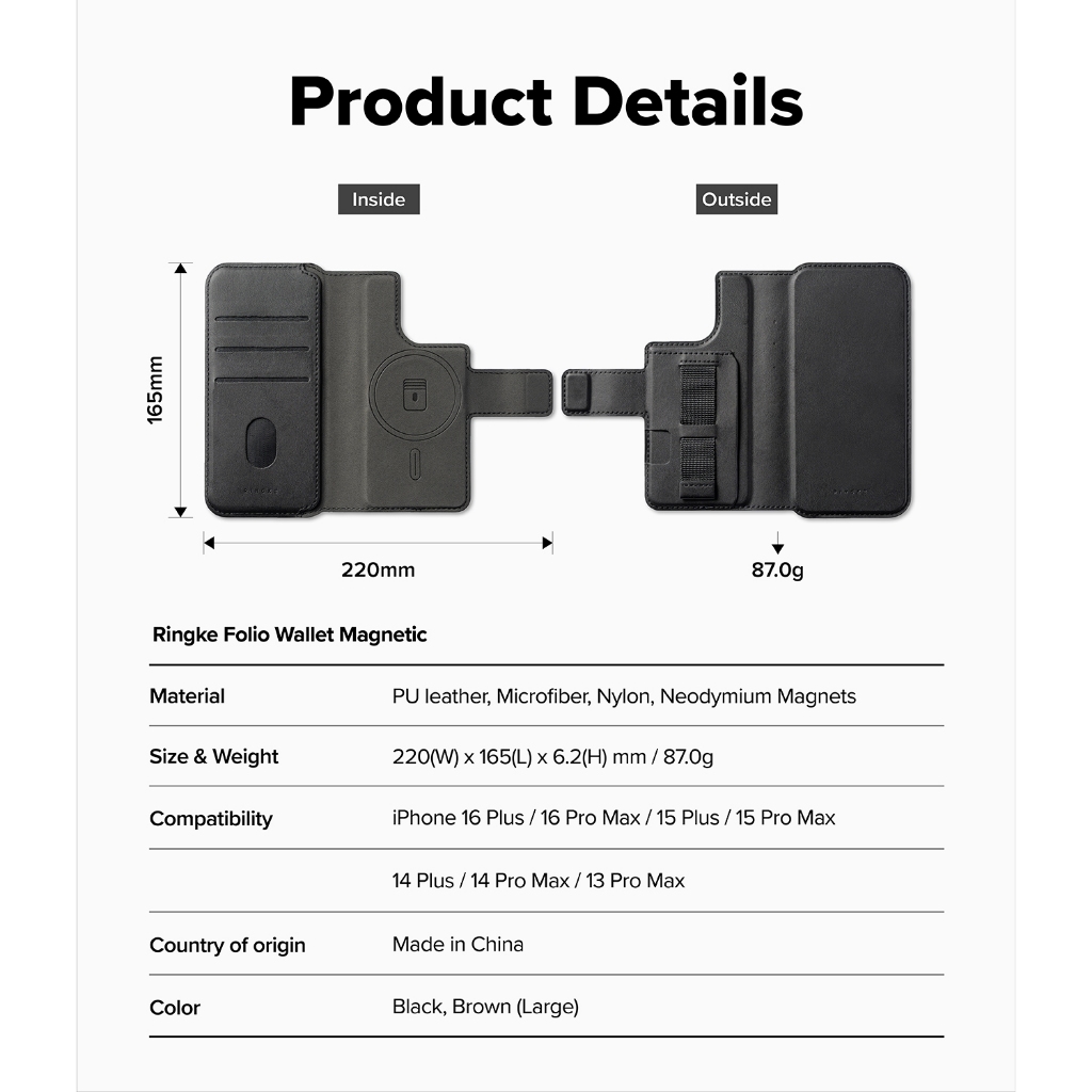 Ringke Folio Grip Wallet Magnetic สําหรับ iPhone 16 Pro Max / 16 Plus เคสป้องกันพร้อมพื้นที่จัดเก็บ - รูปที่ 7
