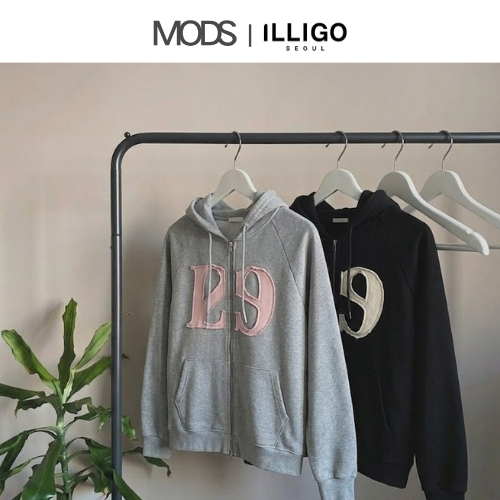 [Illigo] 129 Logo Patch Hood Zip-Up/ 2 colors