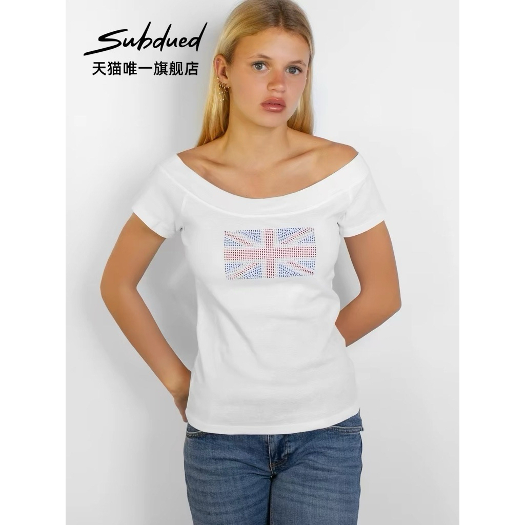 preorder✈️ Subdued✨🫶🏼 เสื้อปาดไหล่ลายธงชาติอังกฤษ กลิตเตอร์ สวยมากก