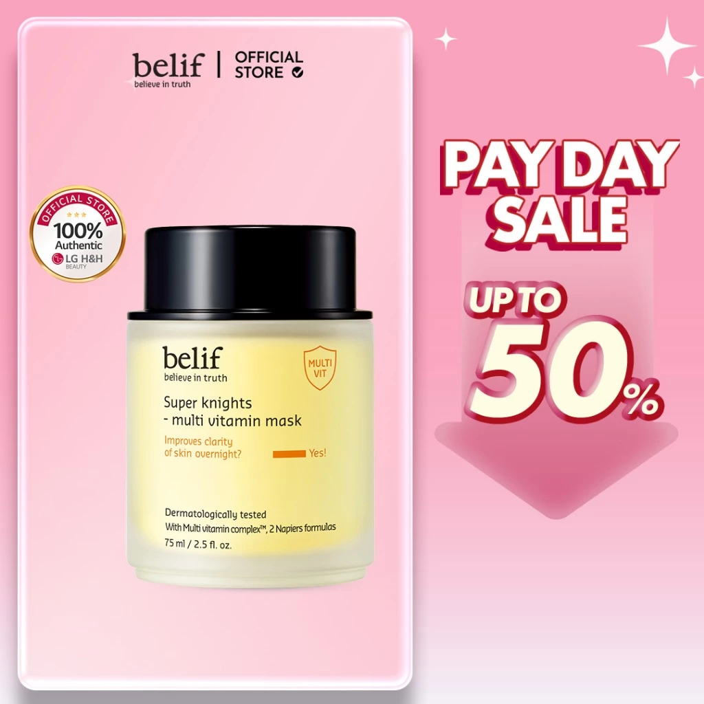 [BELIF] Super Knights Multi Vitamin Mask 75ml | มาส์กหน้ากลางคืน มาส์กวิตามิน บำรุงผิวหน้า ผิวใสอมชมพู ลดจุดด่างดำ ฟื้นฟูผิว | Overnight Brightening & Revitalizing Sleeping Mask | ลดริ้วรอย | LGBEAUTY OFFICIAL