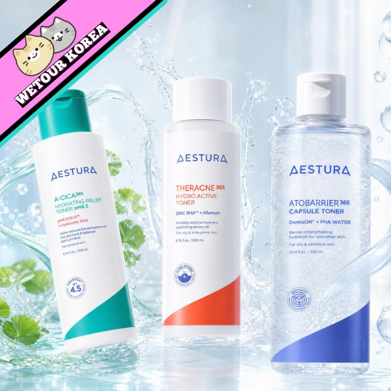 🇰🇷 AESTURA โทนเนอร์ Atobarrier 365 Capsule / A-Cica 365 pH4.5 / Theracne 365 Hydro Active ดูแลผิวมัน