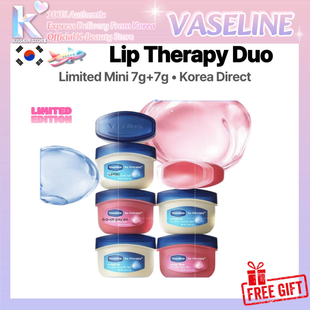 Vaseline Vaseline Lip Therapy Mini Duo Pack 7g+7g ของแท้ จัดส่งจากกรุงเทพ