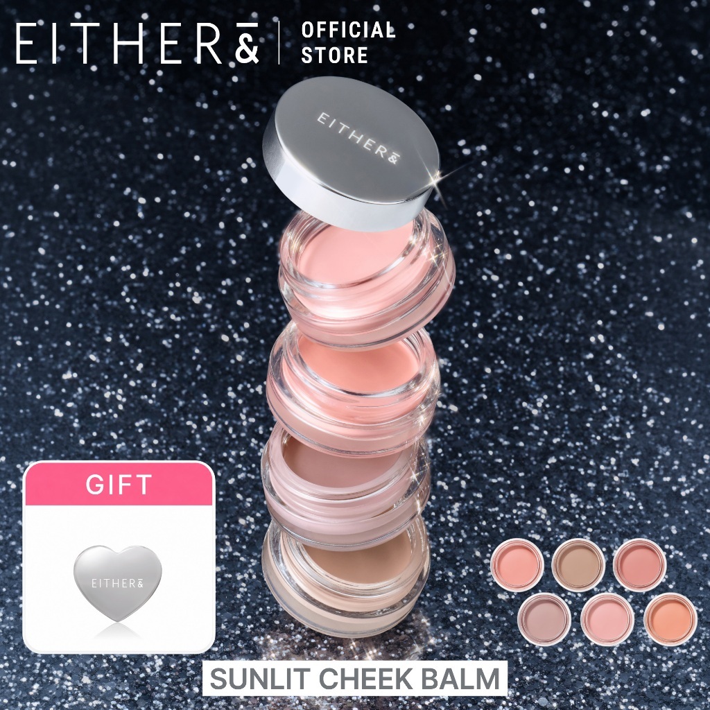 EITHER& Sunlit Cheek Balm SPF50+ PA++++ Cream Blush Balm Natural Glow Satin Finish