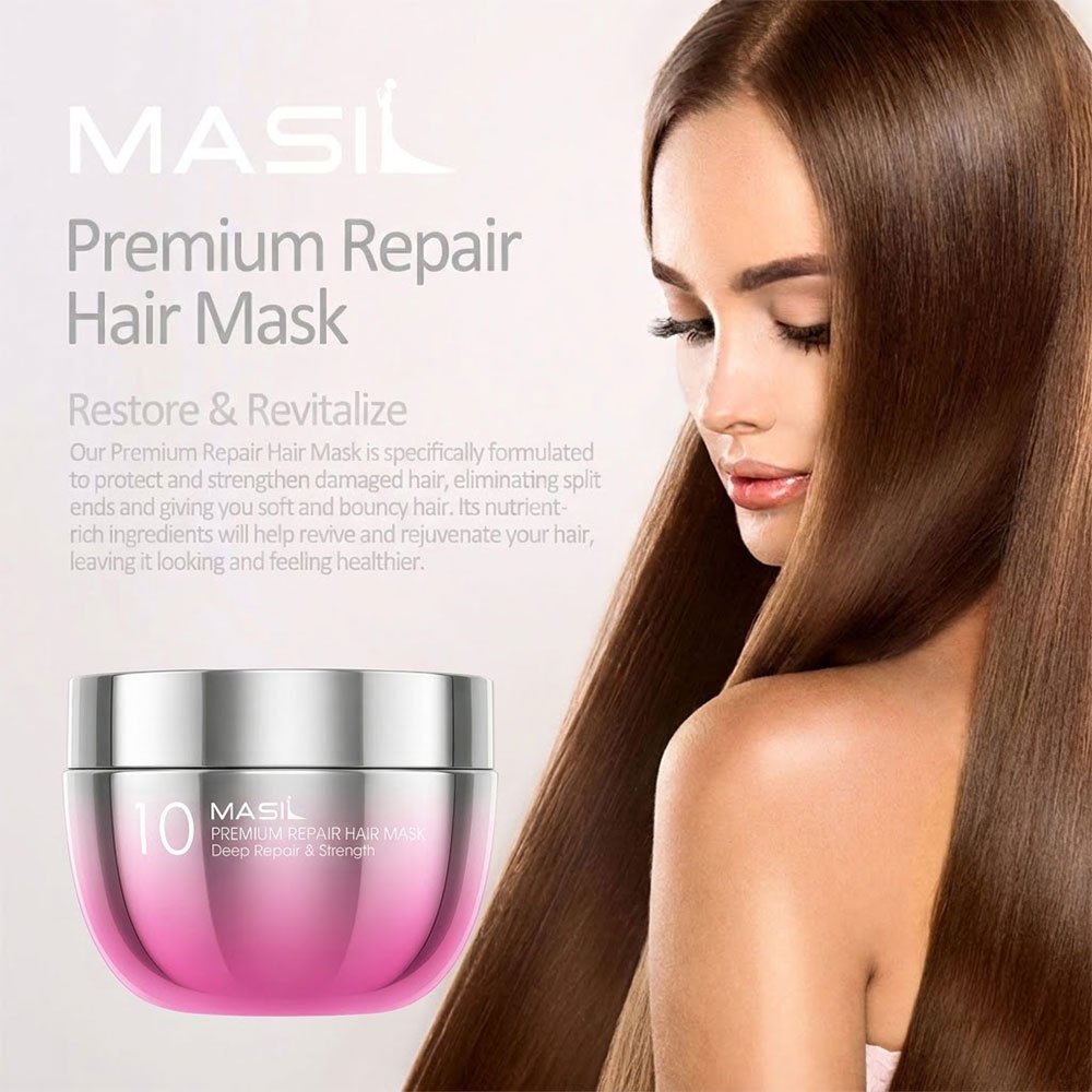 Masil 10 Premium มาส์กบํารุงเส้นผม สําหรับผมเสีย ผมเปราะบาง