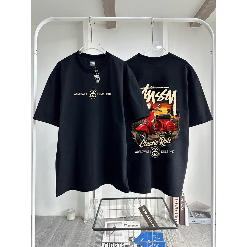 (T เวสป้า) เสื้อยืดแนวสตรีท มีให้เลือกหลายไซส์ ผ้าคอตตอน100%