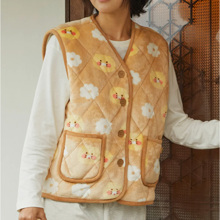 เสื้อกั๊กนอนผ้านวม Kakao Friends Choonsik แบบบุนวม อบอุ่นสำหรับชุดนอนและสวมใส่ลำลอง