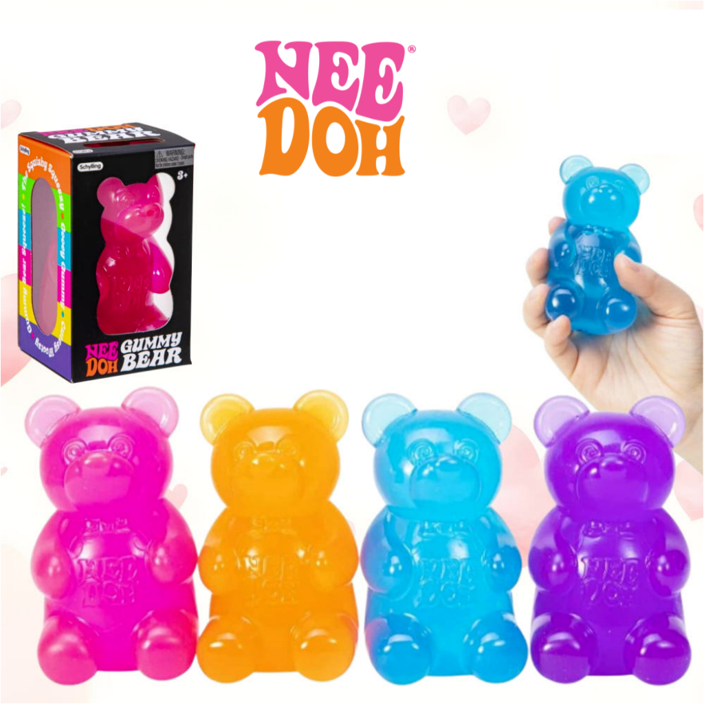 [NEEDOH] ลูกบอลยืดหยุ่นรูปหมีเยลลี่ | 4 สี น้ำเงิน ชมพู ม่วง ส้ม | ของเล่นลดความเครียดนุ่มนิ่ม | ลูกบอลยืดหยุ่นสำหรับเด็กและผู้ใหญ่