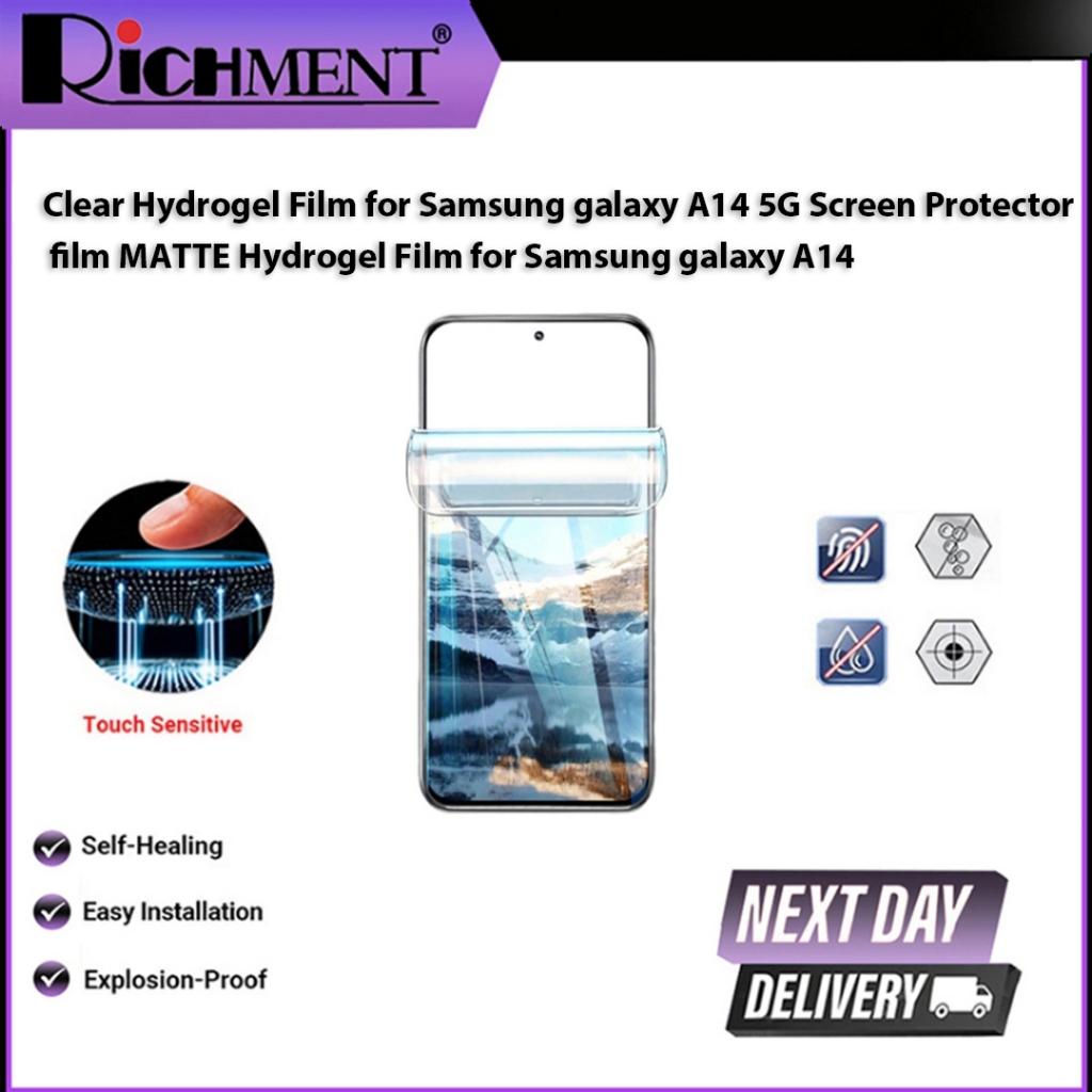 ฟิล์มไฮโดรเจลใสสูงสําหรับ Samsung Galaxy A14 5G ฟิล์มกันรอยหน้าจอ MATTE Hydrogel Film สําหรับ Samsun