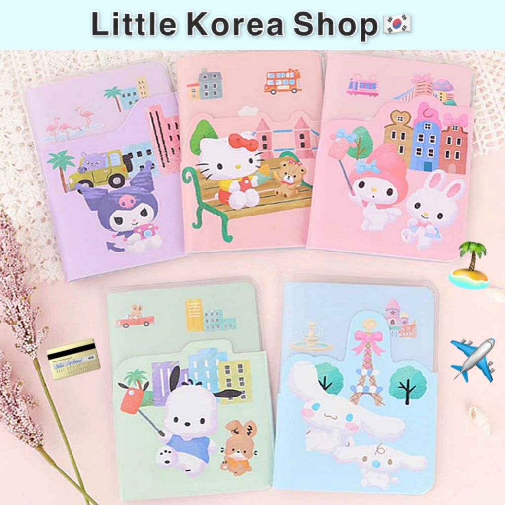 SANRIO [ซานริโอ] ซองพาสปอร์ต พีวีซี กันน้ํา, กระเป๋าสตางค์เอกสารการเดินทาง, ซองพาสปอร์ตกระเป๋าสตางค์เดินทางหลายกระเป๋า, ซองพาสปอร์ตพร้อมที่เก็บบัต