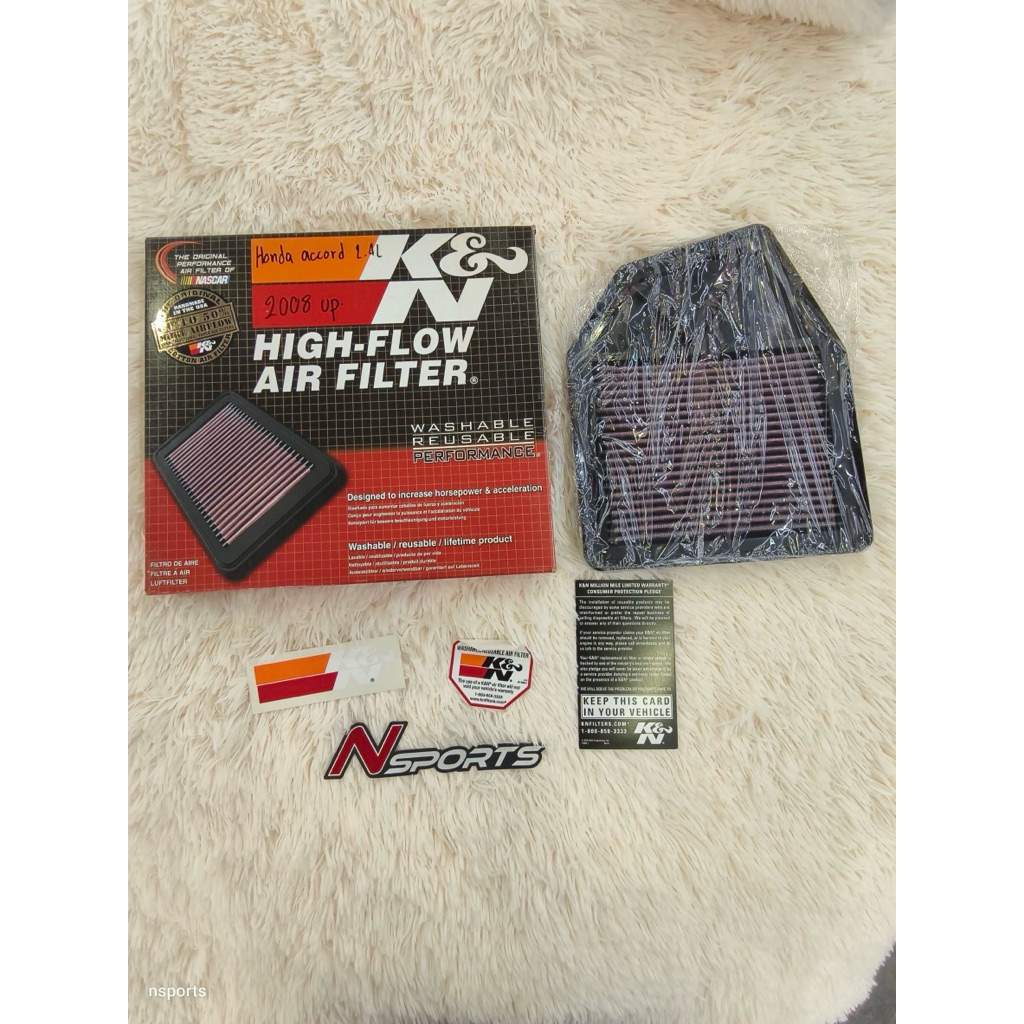 กรองอากาศ K&N แท้ รุ่น 33-2402 ตรงรุ่น Honda Accord 2.4 (ปี 2008 ขึ้นไป)  💥 ใส่ได้กับเครื่อง 	•	K24A