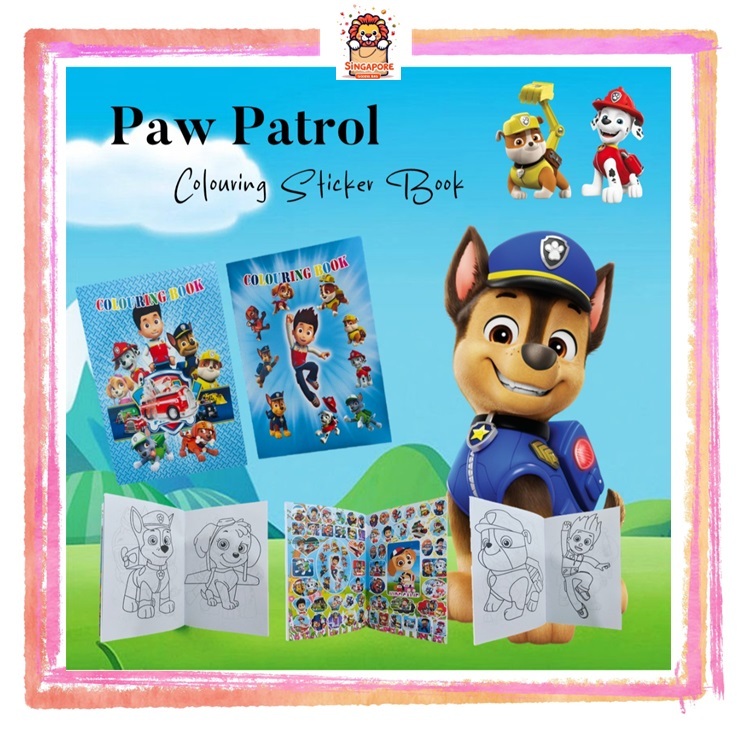A5 Paw Coloring Book l หนังสือสติกเกอร์ l เด็กวันเกิด Goodie กระเป๋า Paw Chase Marshall Rubble Skye 