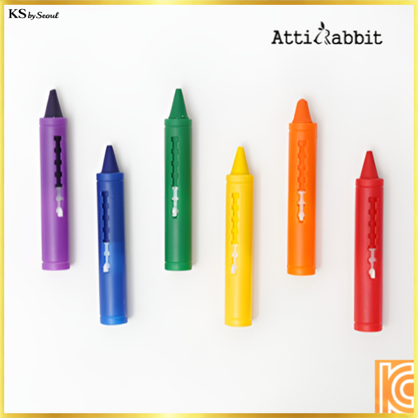 [Attittrabbit] Washable Bath Crayon 6 สี + ชุดฟองน้ํากระต่าย
