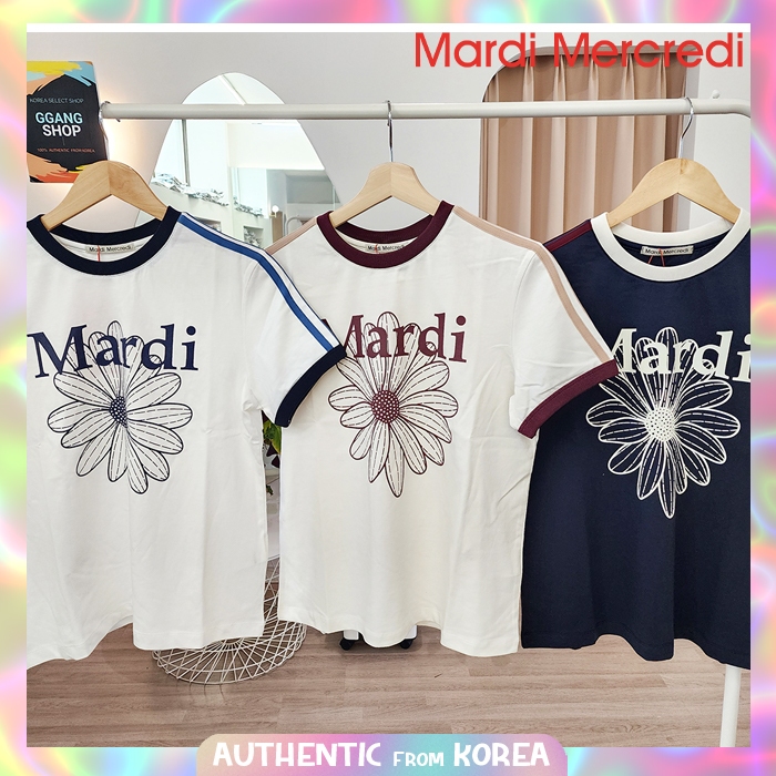 Authentic ของแท้จากเกาหลี | MARDI MECREDI ใหม่สําหรับผู้หญิง LINGER TSHIRT FLOWER[ Authentic ] Mardi 3 สี ggm003