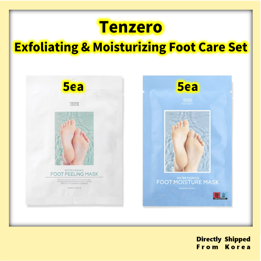 [TENZERO] Water Essence Foot Peeling Mask 18ml 5pcs + Foot Moisture Mask 18ml 5pcs Exfoliating & Moi