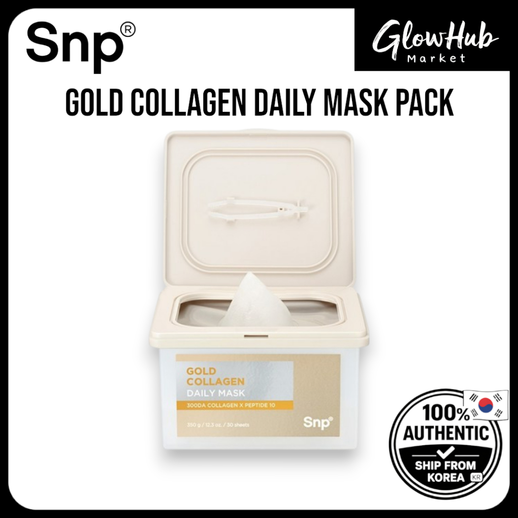 SNP Gold Collagen Daily Mask Pack 350g (30 แผ่น) – For Firming & Moisturizing Care | SNP คอลลาเจน