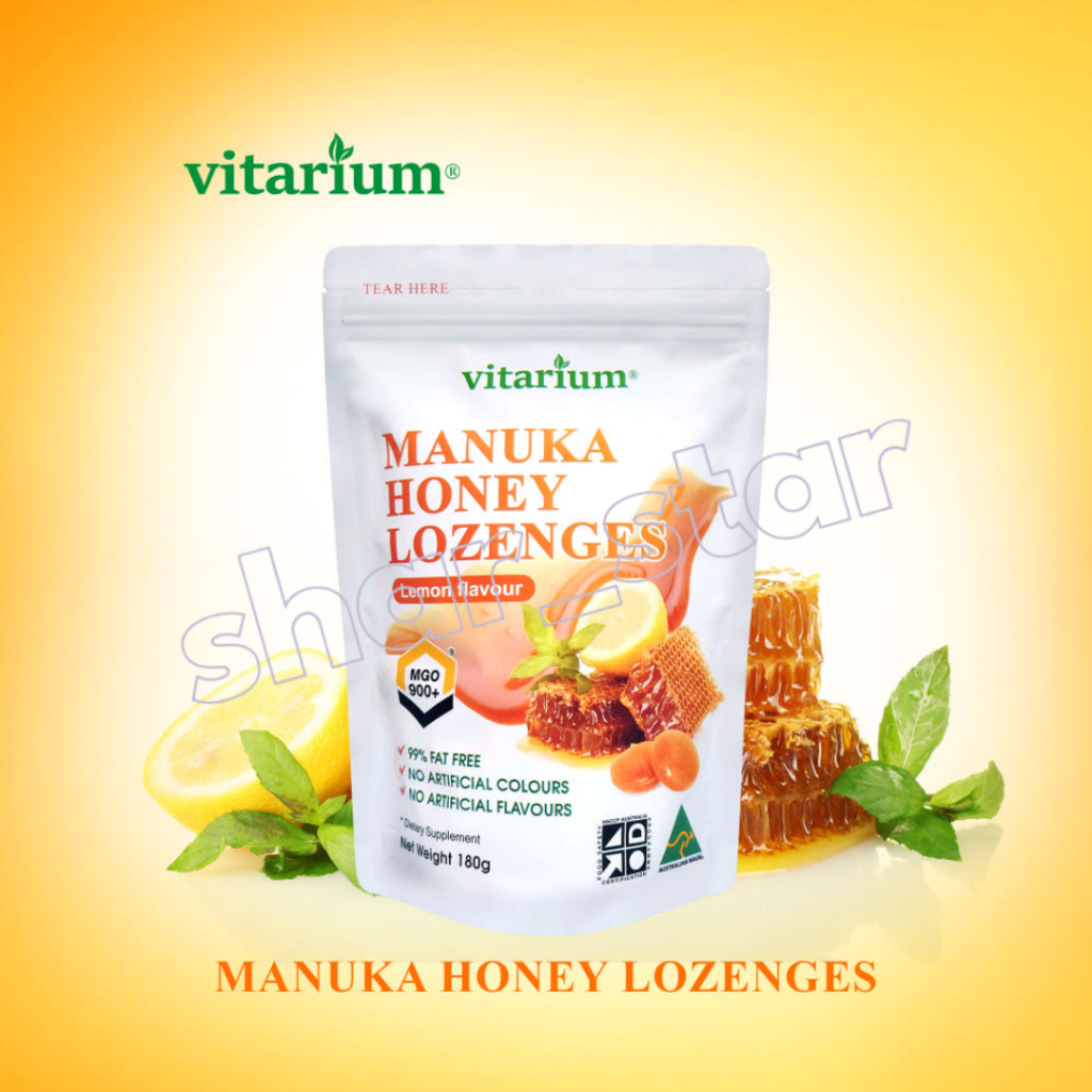 Vitarium Australia Manuka Honey Lozenges candy MGO900+ 180g – บรรเทาคอ เสริมภูมิคุ้มกัน ธรรมชาติ 100