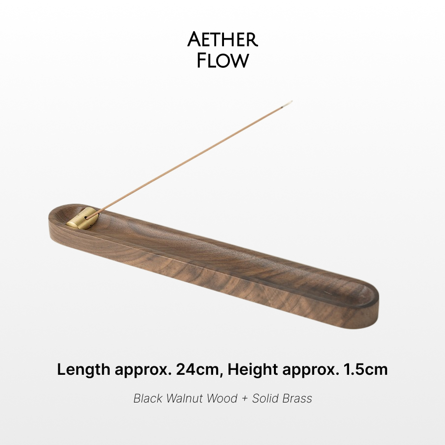 AETHER FLOW ไม้วอลนัท/ไม้บีชธูปผู้ถือทองเหลืองที่ถอดออกได้ใส่ Ash Catcher Stick Holder