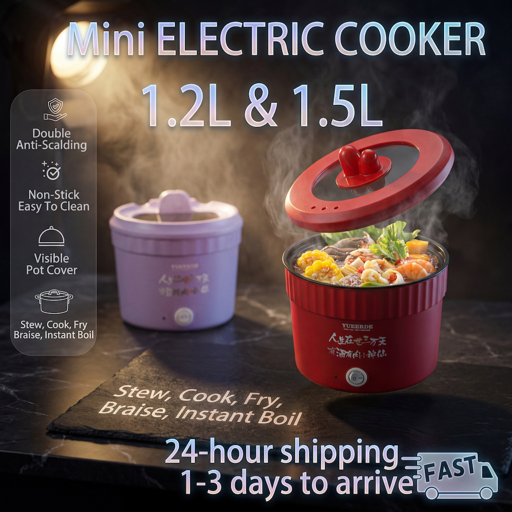 Mini Multi Cooker 1.2L/1.5L หม้อไฟฟ้าแบบพกพา Non-Stick Instant Noodle Hotpot