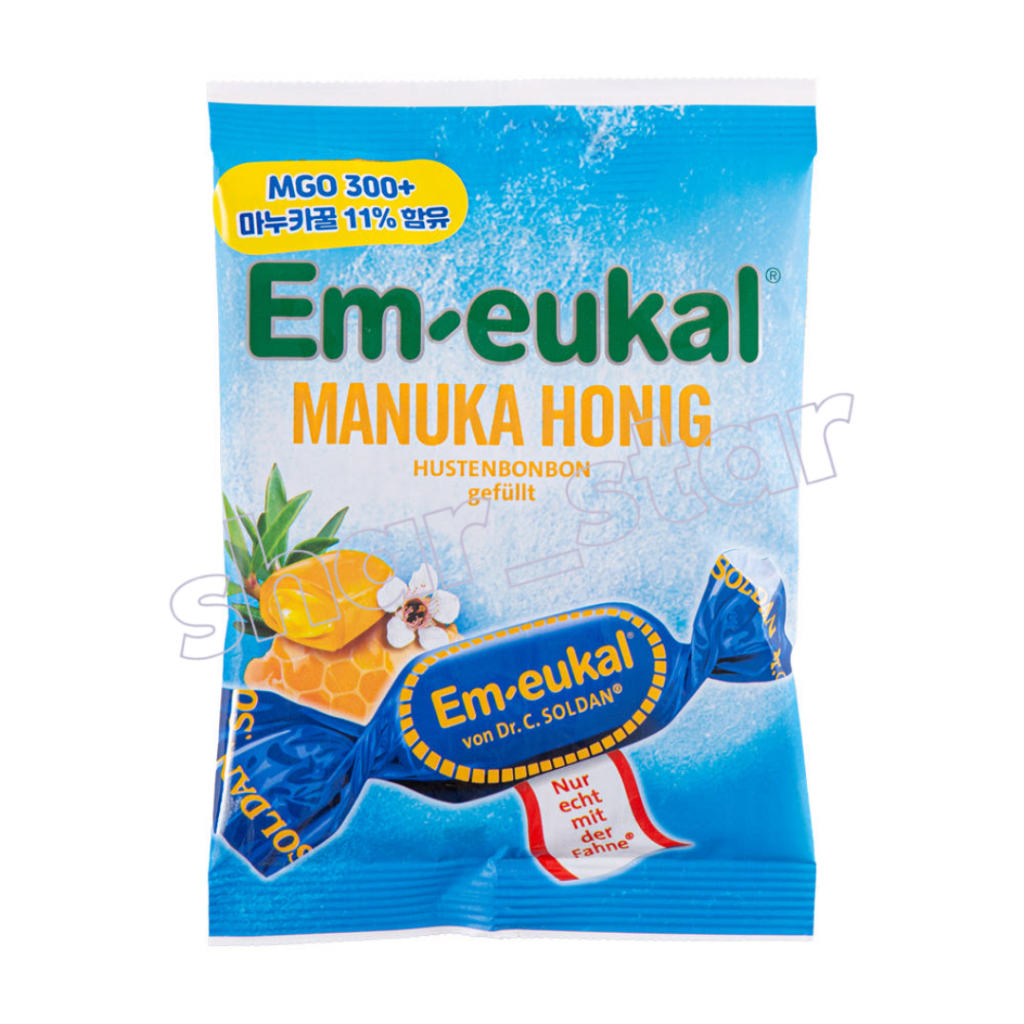 ลูกอมน้ําผึ้งมานูก้า MGO 300+ 75g | ยาอมน้ําผึ้งมานูก้าพร้อมเมนทอลและยูคาลิปตัส | ลูกอมบรรเทาคอผ่อนค