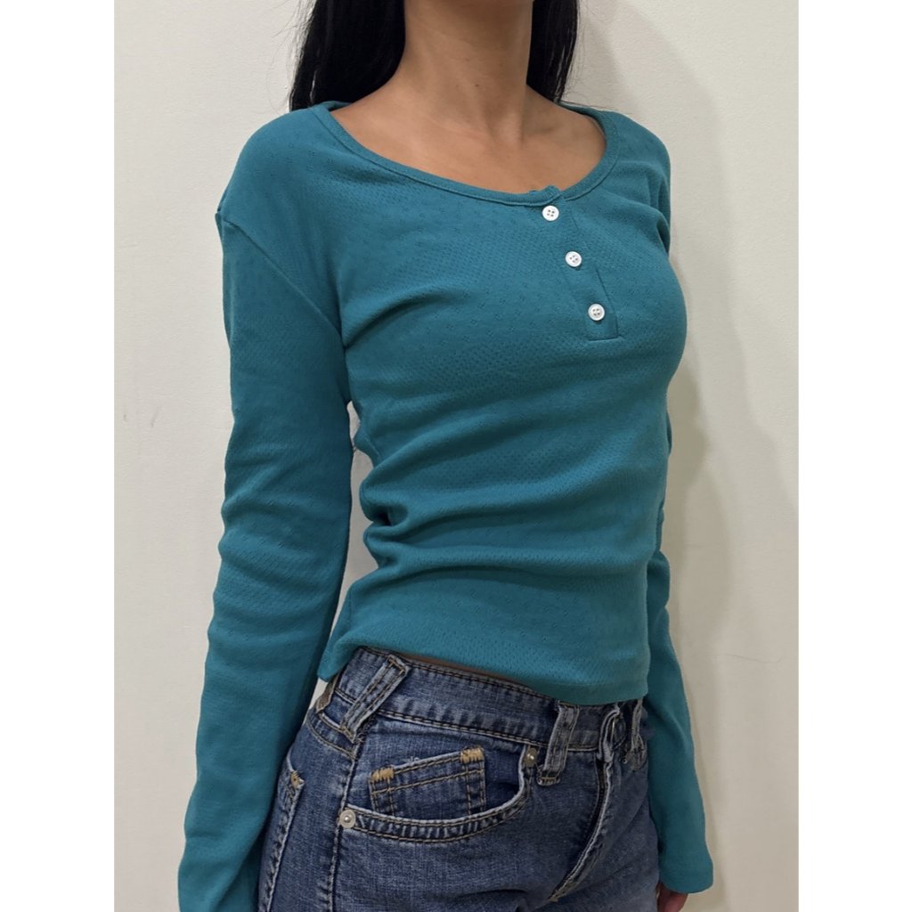 Elin Fish henley Top/เสื้อคอตตอนเจาะ (4 สี)