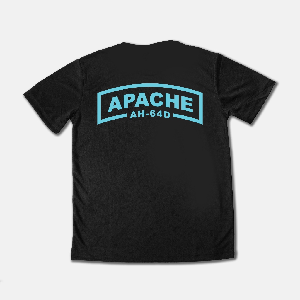 BASIC APACHE AH64D สีดํา TEE T เสื้อออกกําลังกายออกกําลังกายจ๊อกกิ้งออกกําลังกายโพลีเอสเตอร์ HELICOP