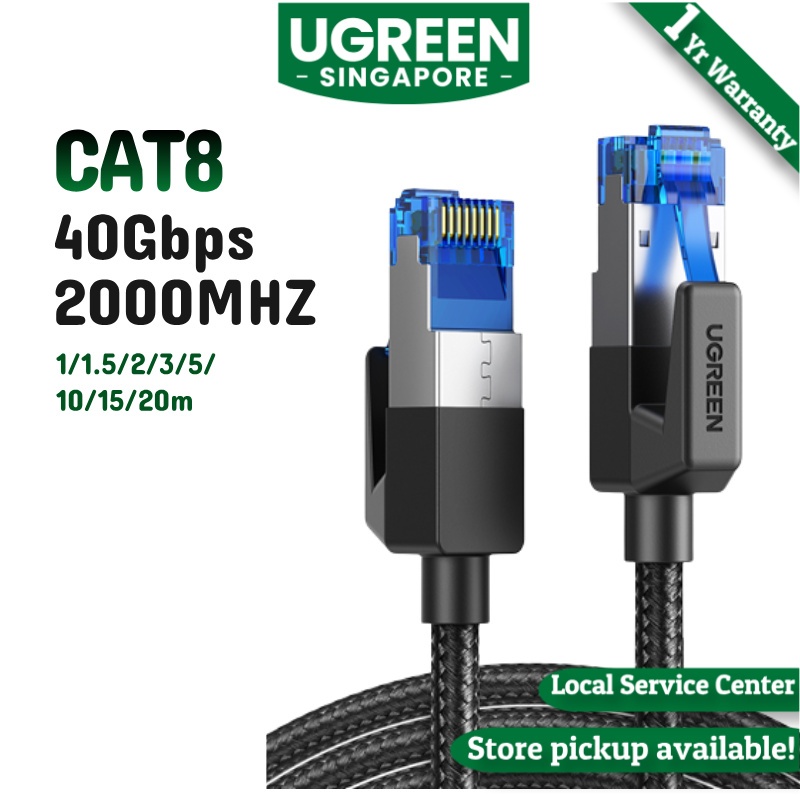 UGREEN สาย Ethernet CAT8 40Gbps 2000MHz CAT 8 Networking Nylon Braided Internet Lan Cord