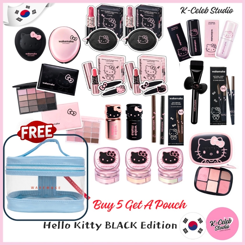 Wakemake Hello Kitty Black Edition Water Glow Coating Balm Soft Blurring Eye Palette