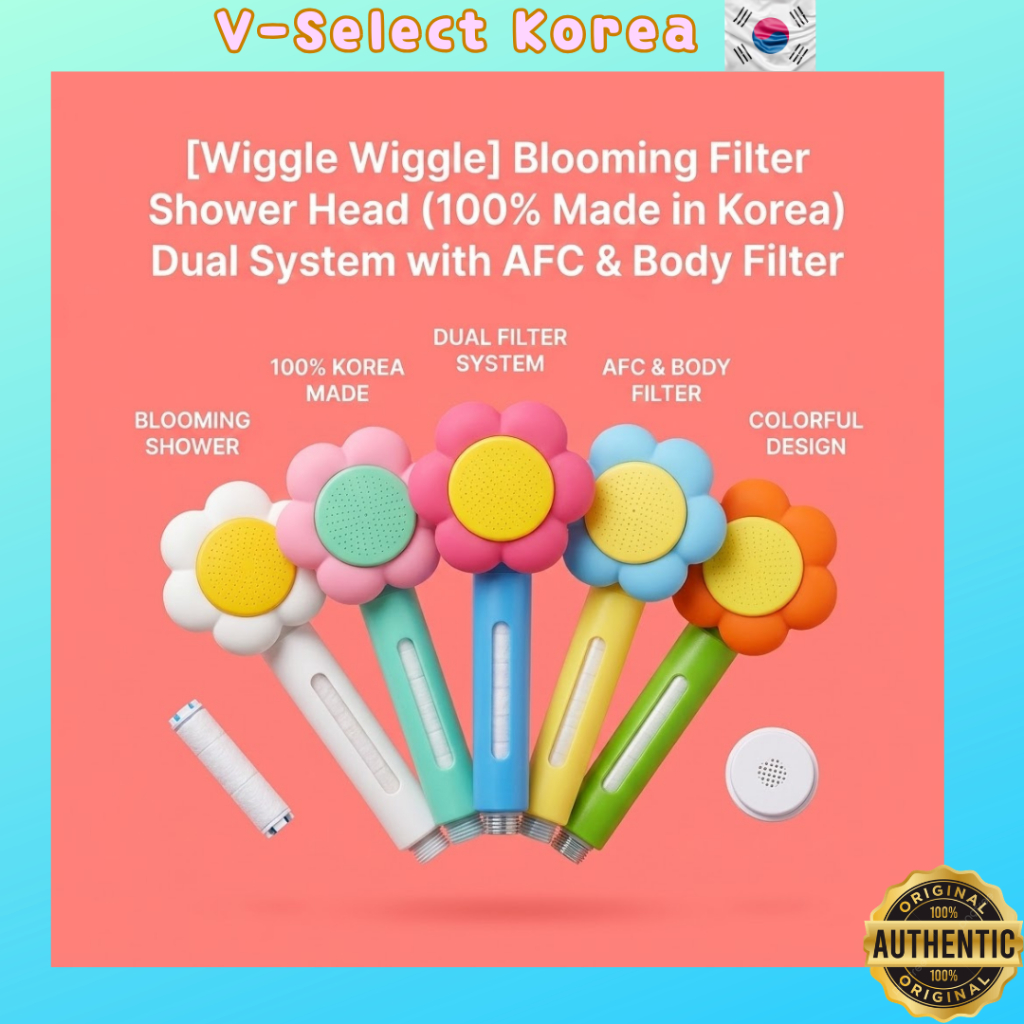 [Wiggle Wiggle] หัวฝักบัว Blooming Filter (ผลิตเกาหลี 100%) ระบบคู่พร้อม AFC & Body Filter