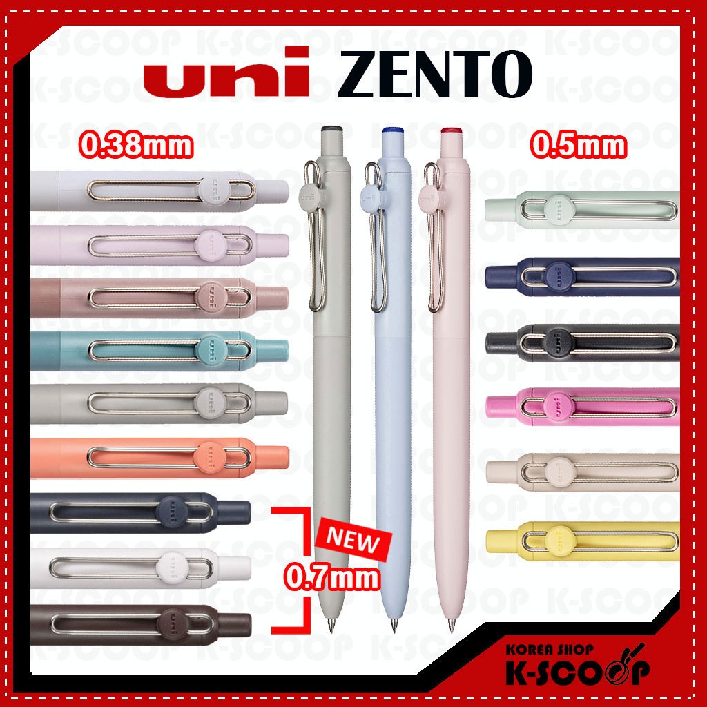 Uni-ball ZENTO ปากกาโรลเลอร์บอล 0.38 มม. 0.5 มม. 0.7 มม. – หมึกเรียบเป็นพิเศษ แห้งเร็ว กันน้ํา