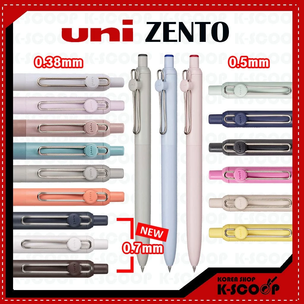 Uni-ball ZENTO ปากกาโรลเลอร์บอล 0.38 มม. 0.5 มม. 0.7 มม. – หมึกเรียบเป็นพิเศษ แห้งเร็ว กันน้ํา