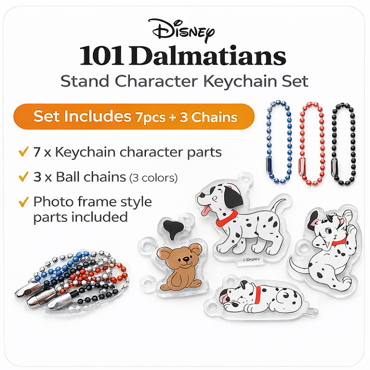 Disney 101 Dalmatians ขาตั้งพวงกุญแจชุดกรอบรูปอะคริลิค Charm Key แหวนกระเป๋า Charm ของขวัญน่ารักเกาหลีเครื่องเขียน