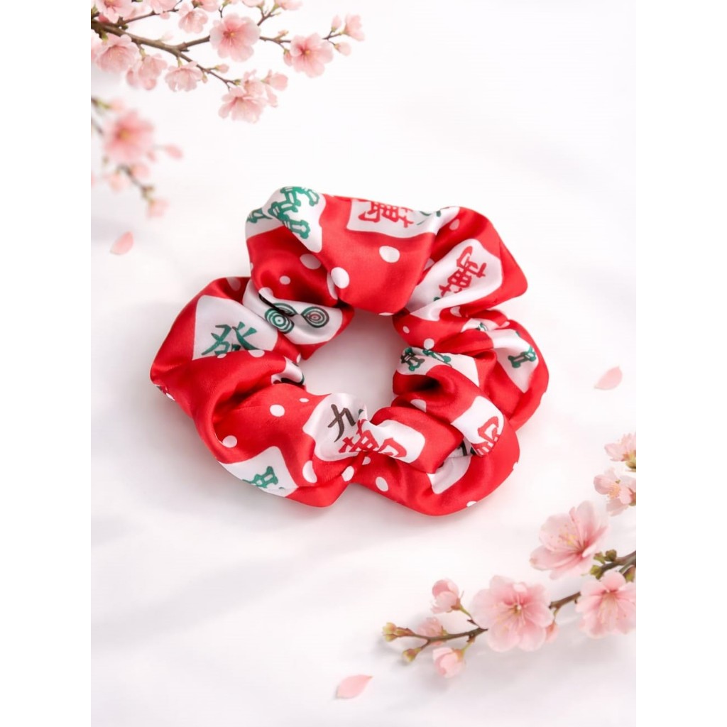 Mahjong Tiles Scrunchie - ยางรัดผมผ้าซาติน 2 ชิ้น