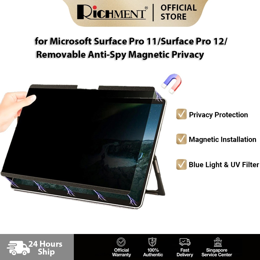SG ยี่ห้อRICHMENT สําหรับ Microsoft Surface Pro 11/Surface Pro 12/Removable Anti-Spy Magnetic Privac