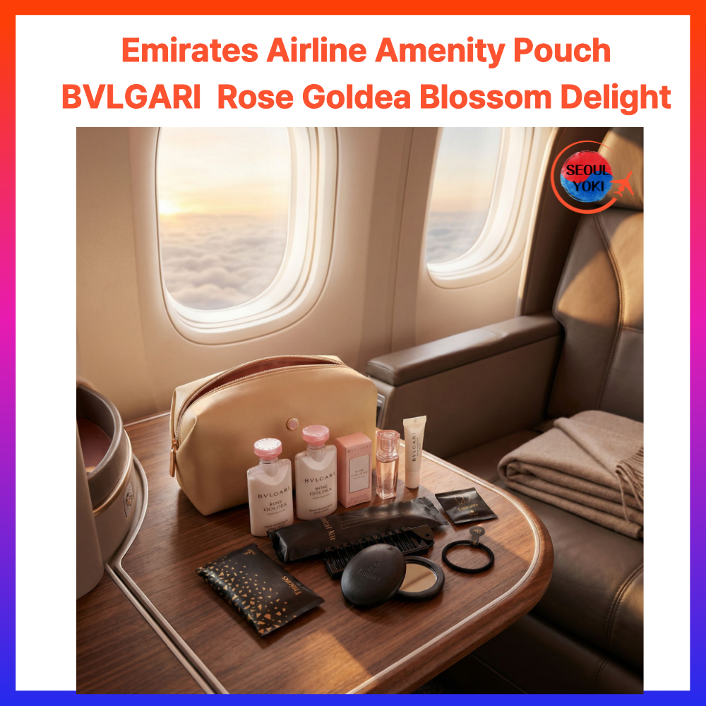 Emirates Airline BULGARARI Business Class Amenity Kit pouch Rose Goldea Blossom Delight Travel Set (